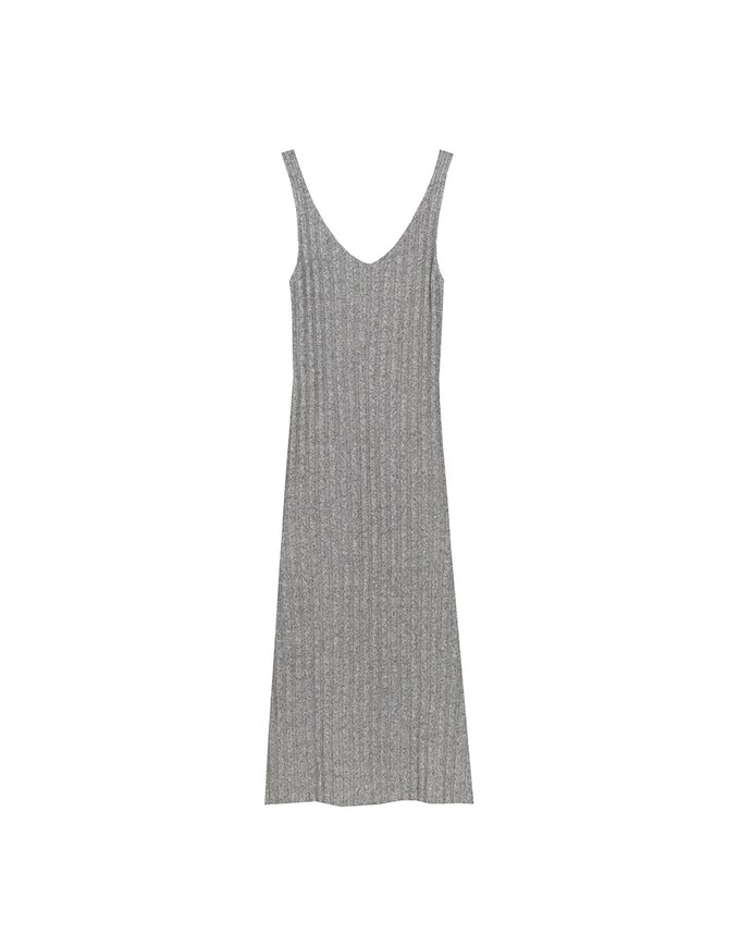 Ribbed Knit U Neck Sleeveless Maxi Dress