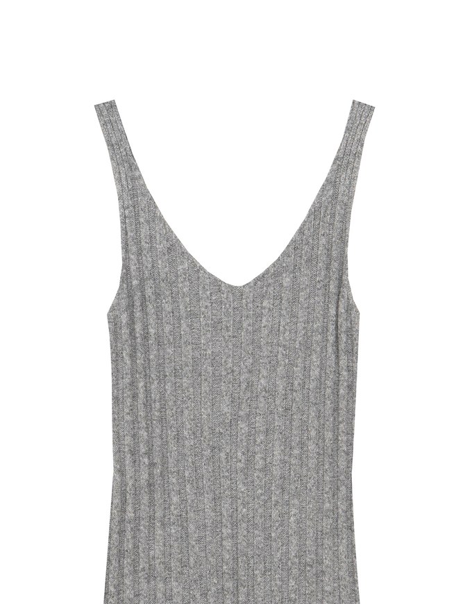 Ribbed Knit U Neck Sleeveless Maxi Dress