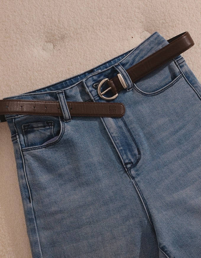 【Ling Cheng Design】Minimal Round Buckle Belt with AIR SPACE Logo Embroidered