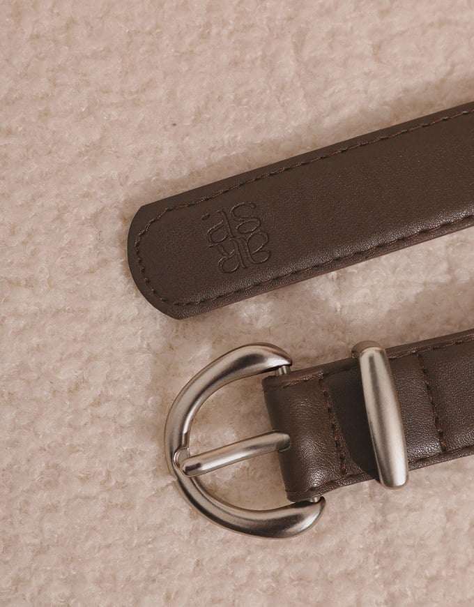 【Ling Cheng Design】Minimal Round Buckle Belt with AIR SPACE Logo Embroidered