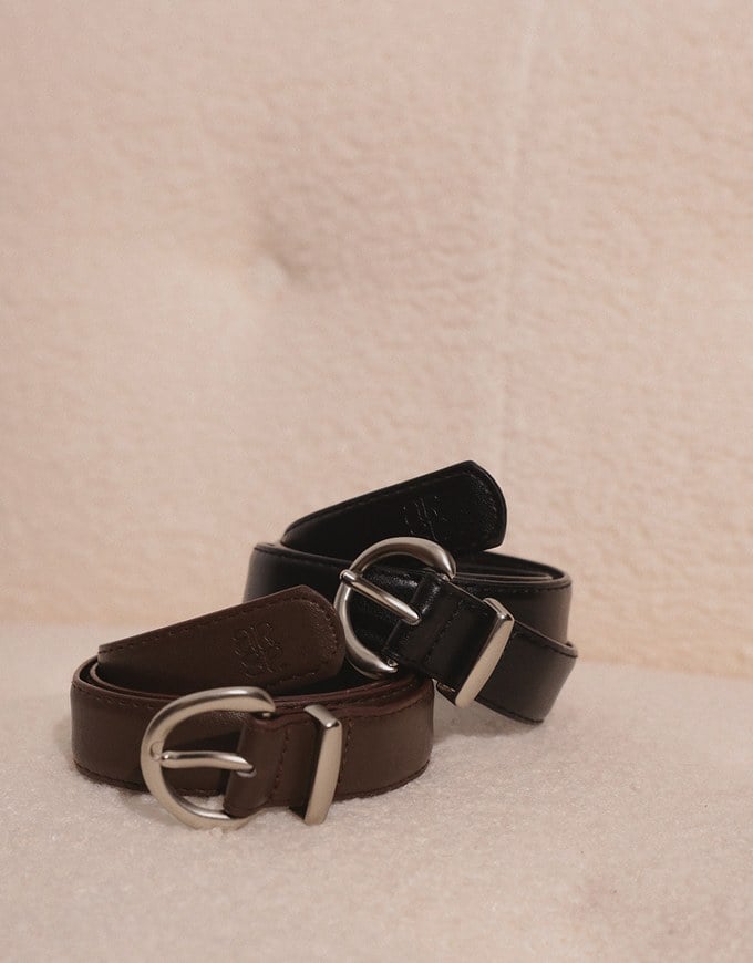 【Ling Cheng Design】Minimal Round Buckle Belt with AIR SPACE Logo Embroidered