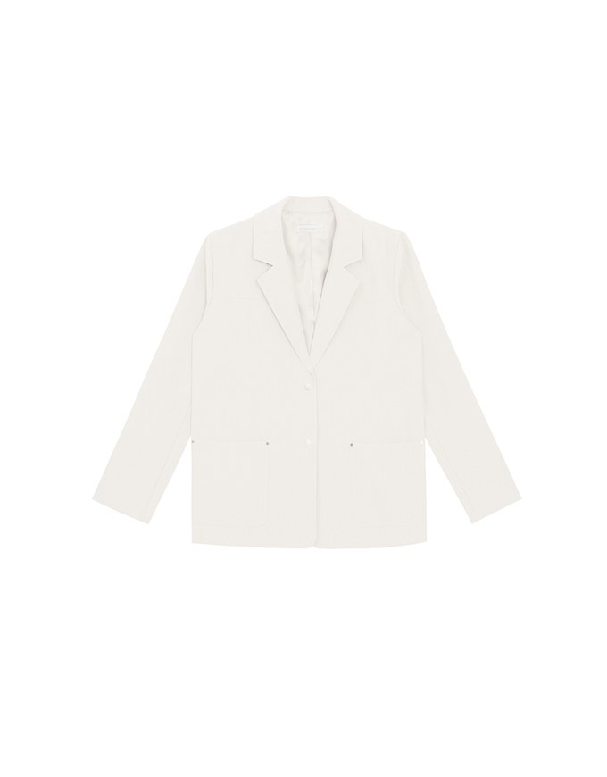 Oversized Lapel Blazer with Patch Pockets Detail