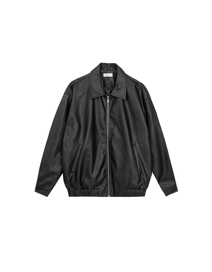 Faux Suede Oversized Collared Zip Up Jacket