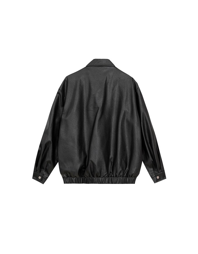 Faux Suede Oversized Collared Zip Up Jacket