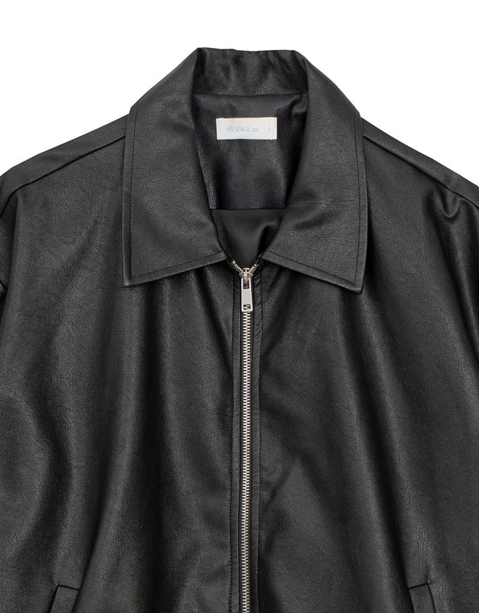 Faux Suede Oversized Collared Zip Up Jacket