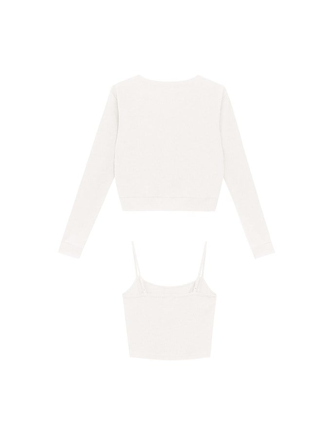 Cropped Button Front Cardigan and Spaghetti Strap Crop Camisole Set Wear