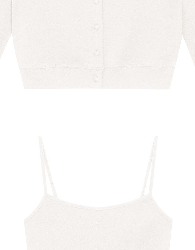 Cropped Button Front Cardigan and Spaghetti Strap Crop Camisole Set Wear