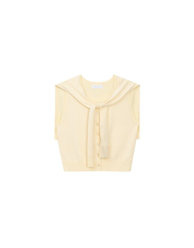 Knit Shawl Sleeveless Crop Cardigan Top
