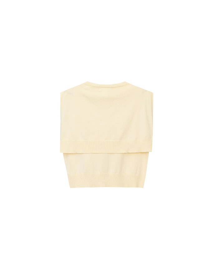 Knit Shawl Sleeveless Crop Cardigan Top