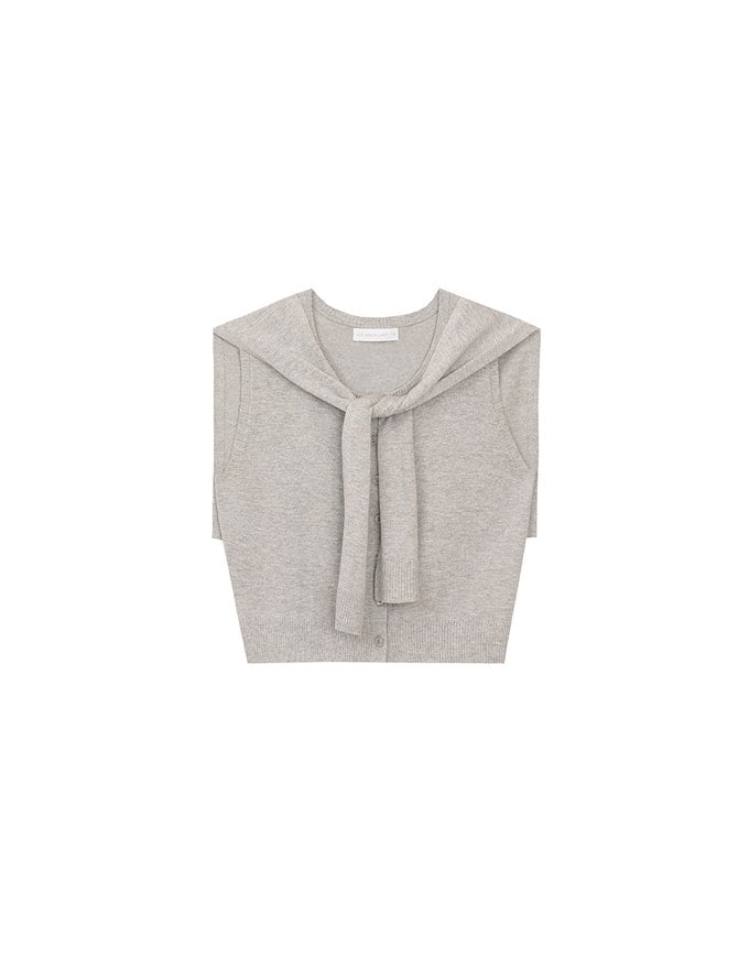 Knit Shawl Sleeveless Crop Cardigan Top