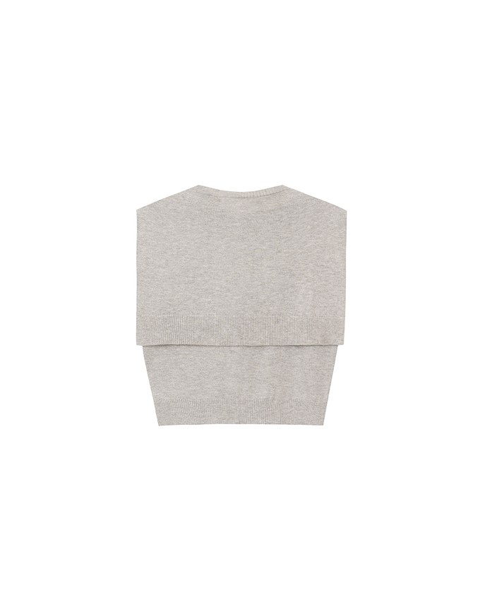 Knit Shawl Sleeveless Crop Cardigan Top