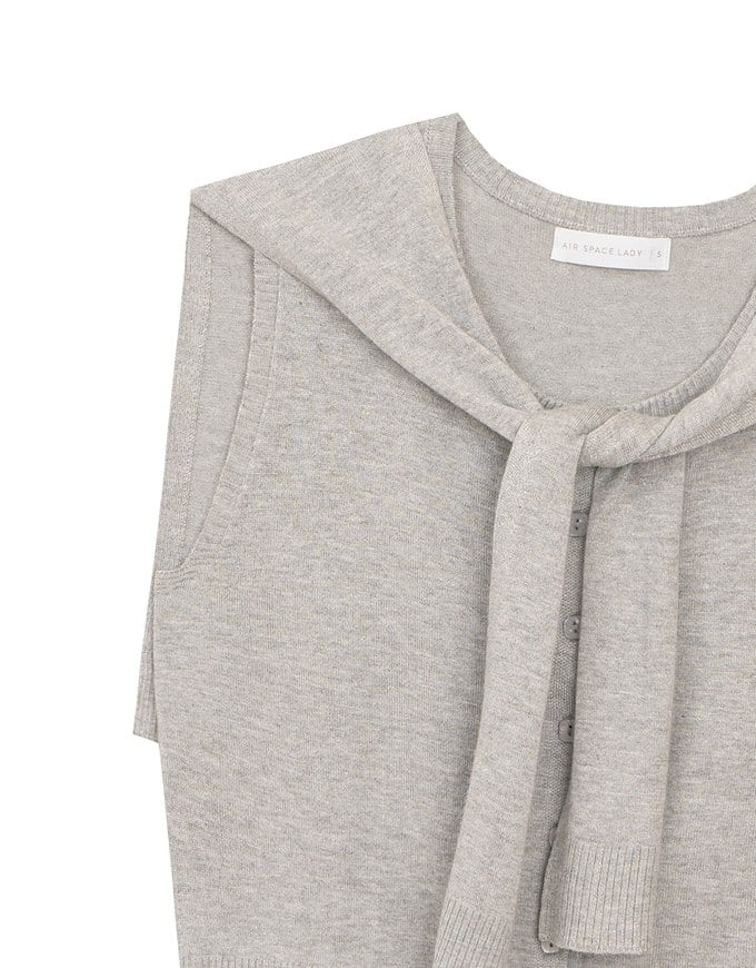 Knit Shawl Sleeveless Crop Cardigan Top