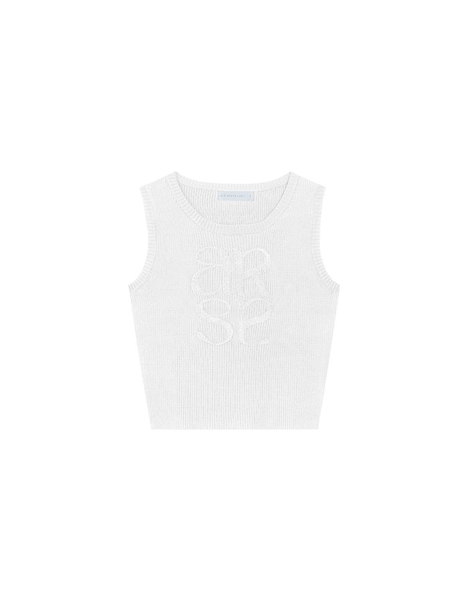 Crop Ribbed Knit Tank Top with AIR SPACE Logo Embroidered
