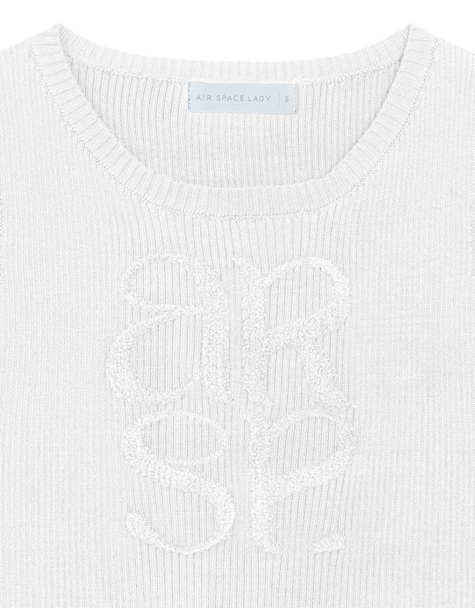 Crop Ribbed Knit Tank Top with AIR SPACE Logo Embroidered