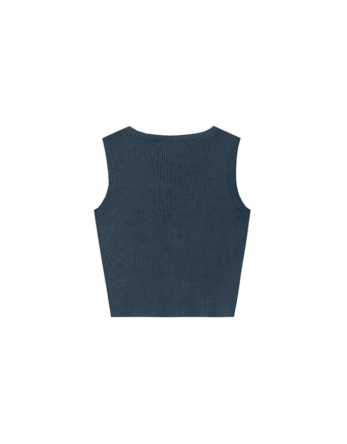 Crop Ribbed Knit Tank Top with AIR SPACE Logo Embroidered
