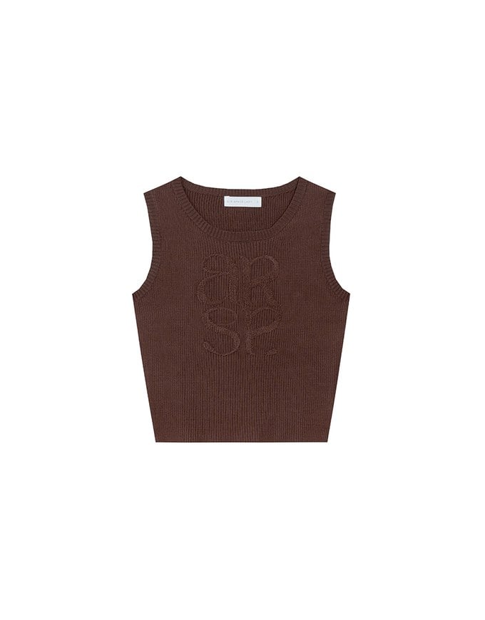 Crop Ribbed Knit Tank Top with AIR SPACE Logo Embroidered