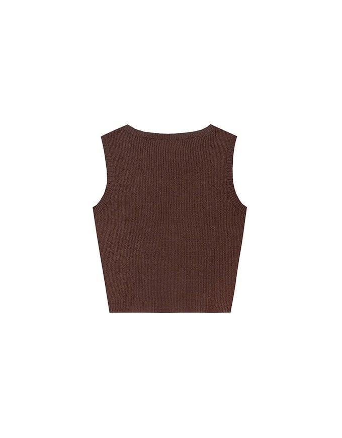 Crop Ribbed Knit Tank Top with AIR SPACE Logo Embroidered