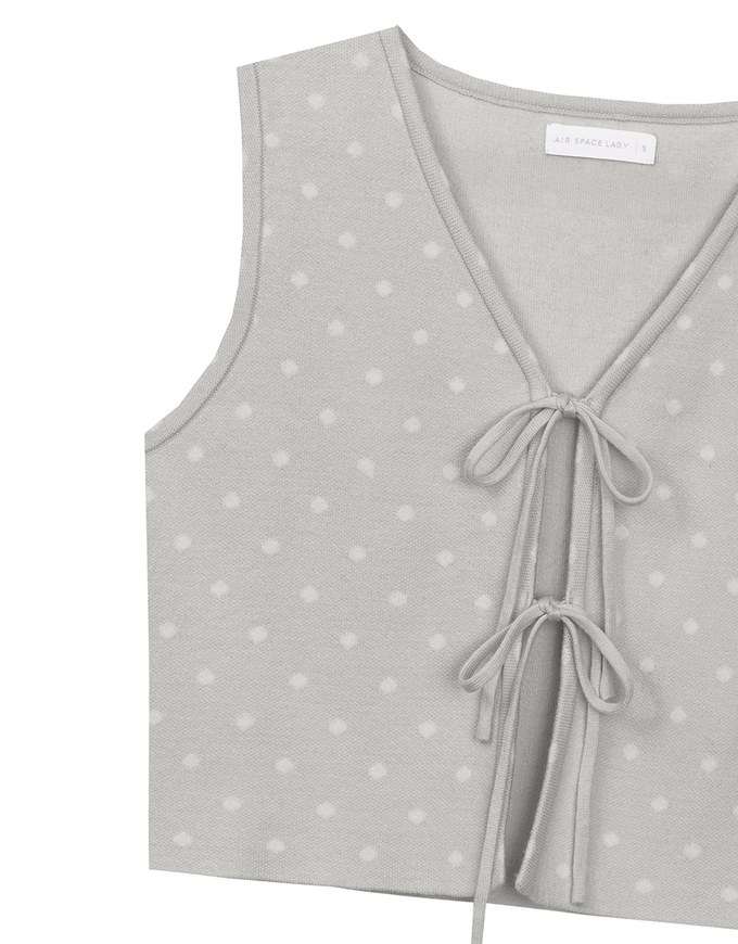 Polka Dot Tie Front Sleeveless Knit Vest Top