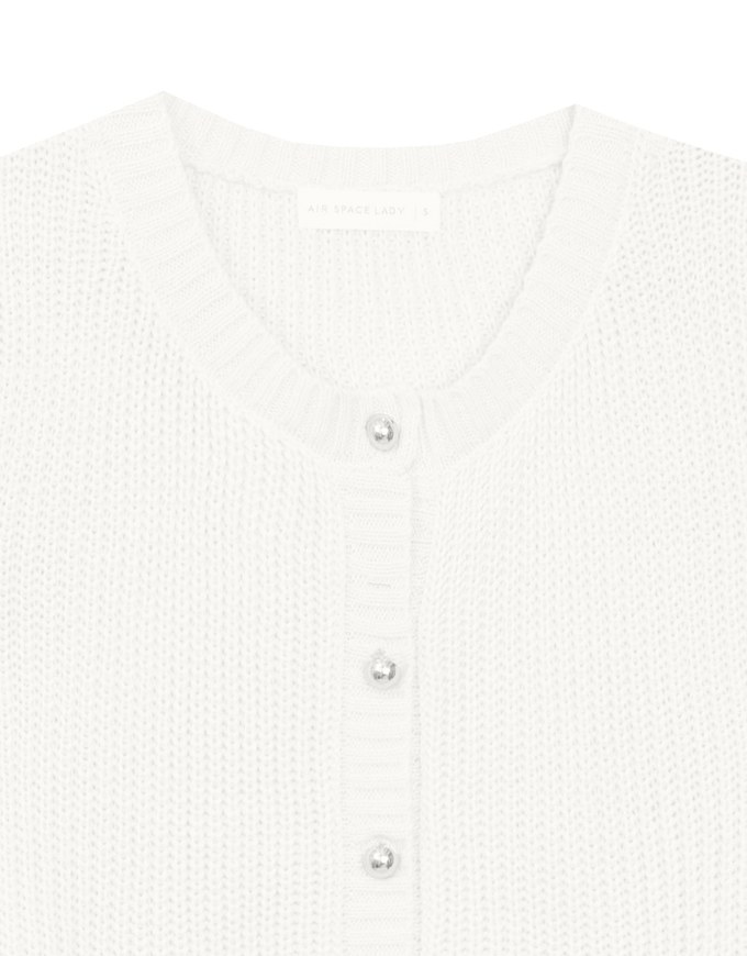 Round Neck Ribbed Knit Button Up Cardigan Top