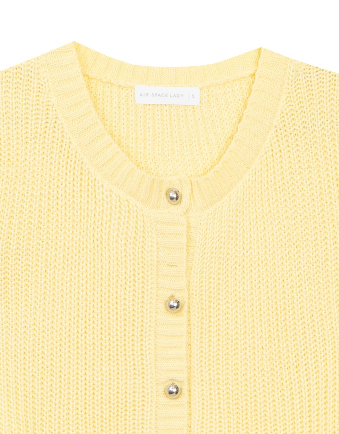 Round Neck Ribbed Knit Button Up Cardigan Top