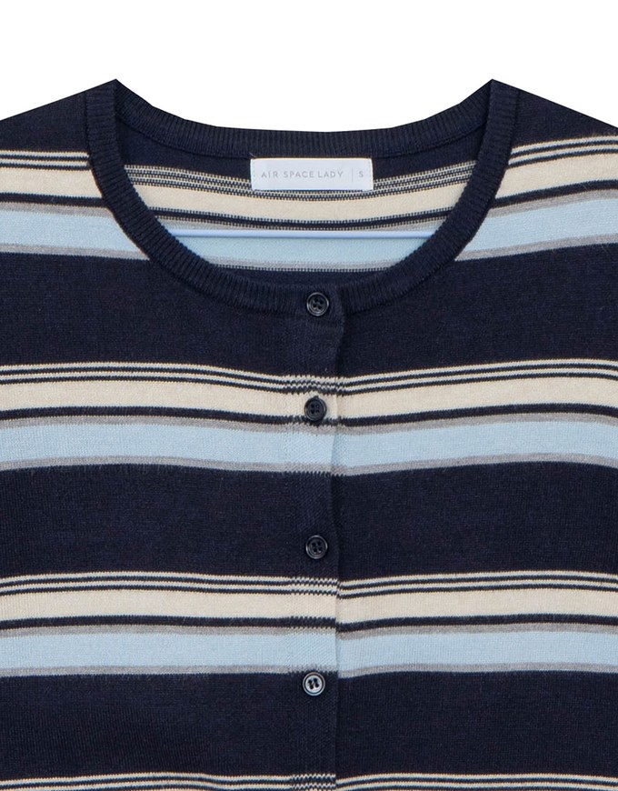 Contrast Striped Knit Button Up Cropped Cardigan