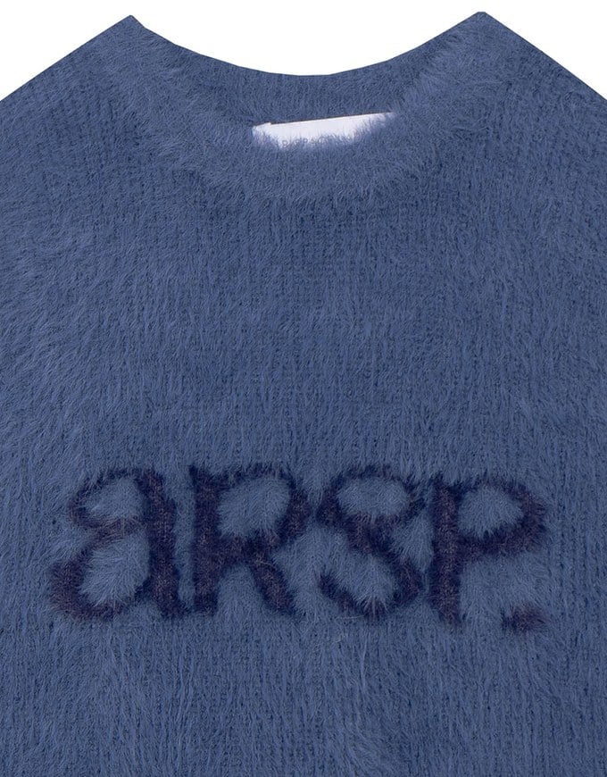 Fluffy Faux Fur Sleeveless Crop Tank Top with AIR SPACE Logo Embroidered