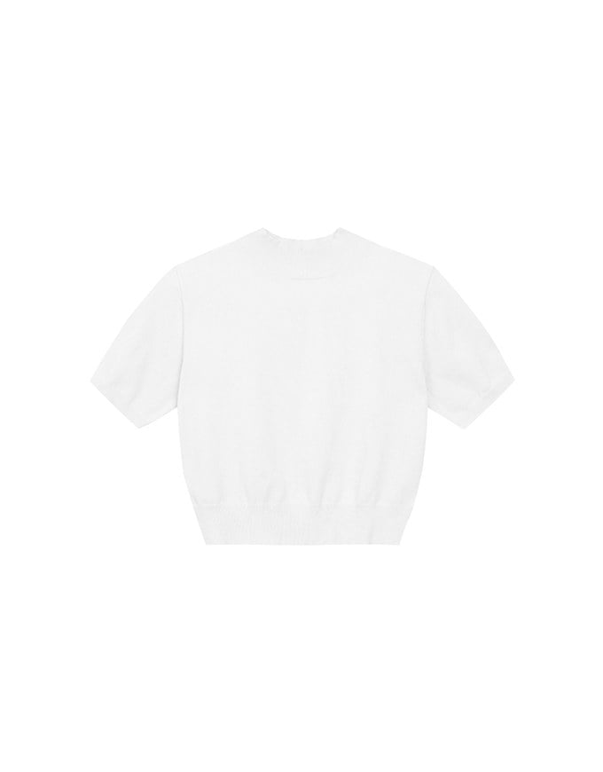 【Ling Cheng Design】Mock Neck Short Sleeve Fitted Ribbed Knit Top
