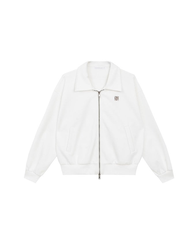 【Ling Cheng Design】Oversized Collar Zip Up Jacket with AIR SPACE Logo Embroidered