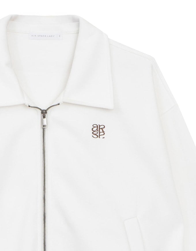 【Ling Cheng Design】Oversized Collar Zip Up Jacket with AIR SPACE Logo Embroidered