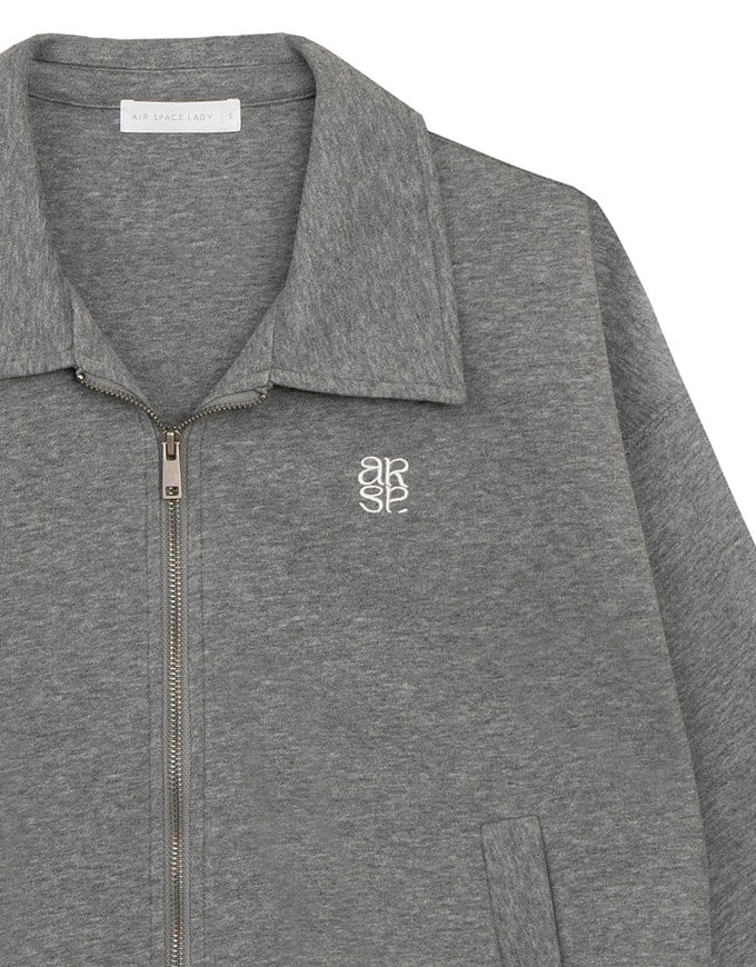【Ling Cheng Design】Oversized Collar Zip Up Jacket with AIR SPACE Logo Embroidered