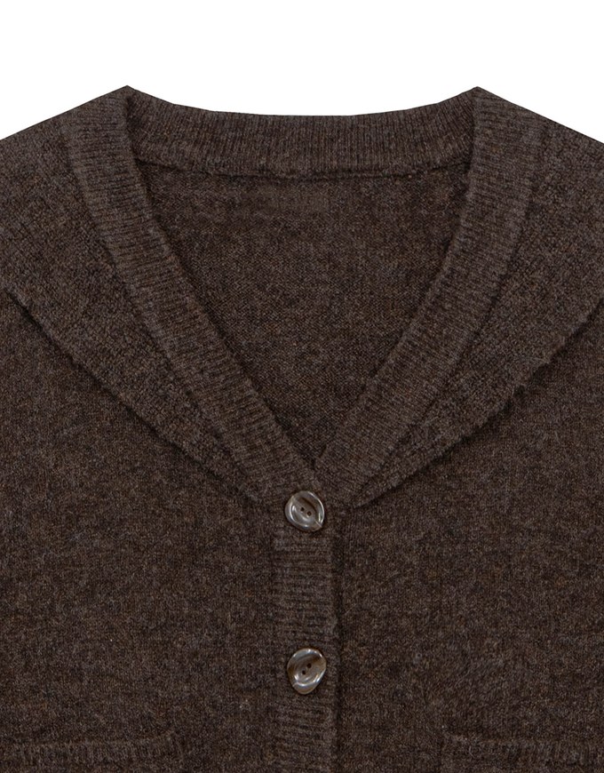 【Ling Cheng Design】Soft Knit Sailor Collar Knit Cardigan with Patch Pockets