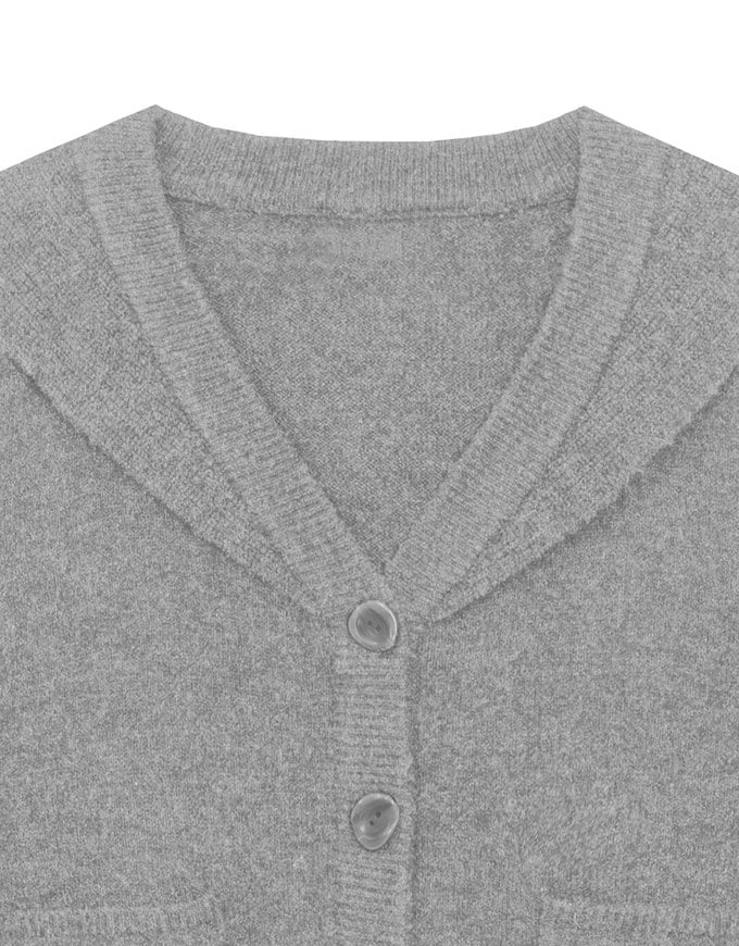 【Ling Cheng Design】Soft Knit Sailor Collar Knit Cardigan with Patch Pockets