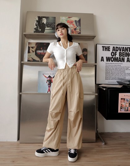 Large Pocket Drawstring Cargo Pants