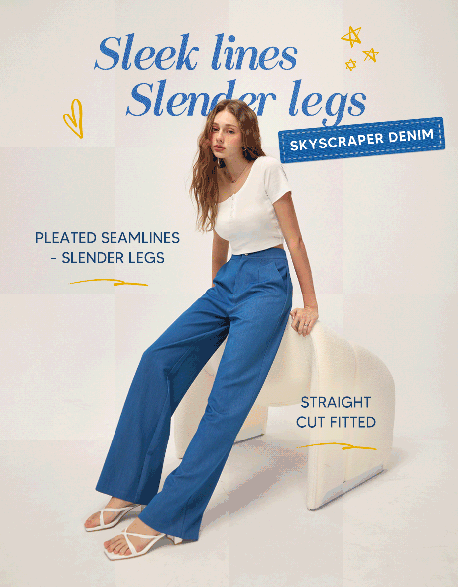 Skysrcaper Denim Wide Pants