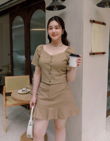 French Oxford Cloth Puff Sleeve Top