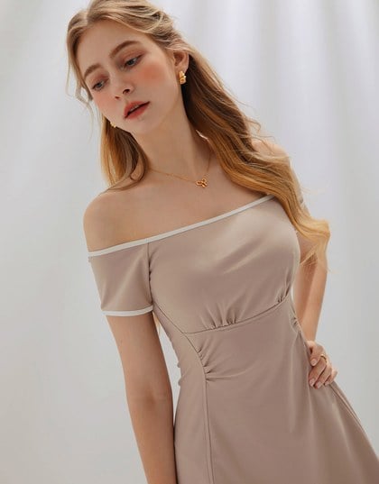 Contrast Tube Scrunch Padded Mini Dress