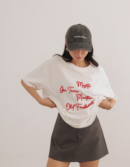 Relaxed Fit Embroidered Lettering Top