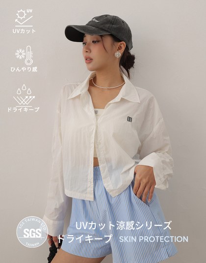 UVカット涼感LOGO刺繡ショートシャツ