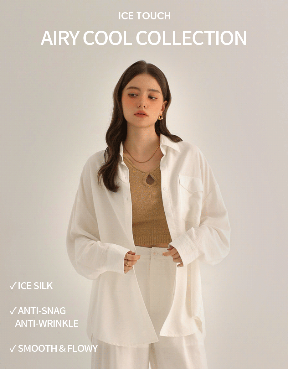 Cooling Fabric Lightweight Oversized Blouse with Pocket Detail