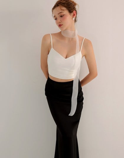 V Neck Sculpting Spaghetti Strap Cami Padded Top with Clean Back Design