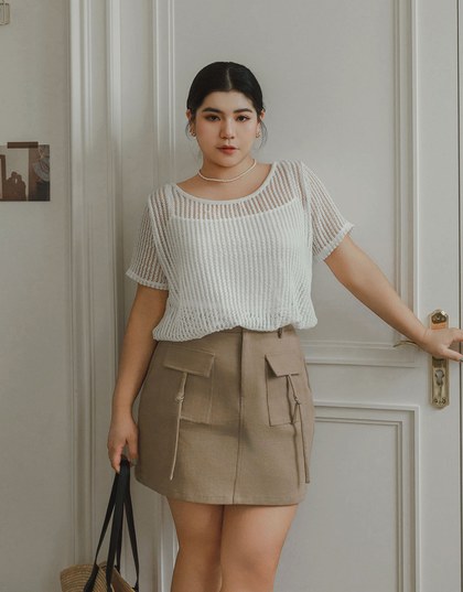 Faux 2 Piece Layered Mesh Short Sleeve Top with Soft Knit Texture