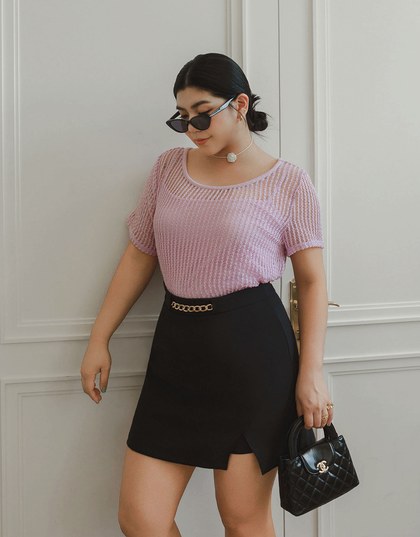 Faux 2 Piece Layered Mesh Short Sleeve Top with Soft Knit Texture