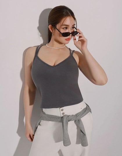 【AiR 2.0】Double Spaghetti Strap V Neck Open Back Bra Top