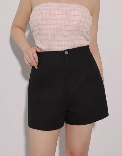 High Waist Hidden Closure Tailored Fit A Line Shorts