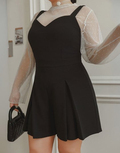 Sweetheart Neckline Wide Strap Pleated Padded Jumpsuit