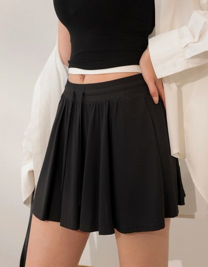 Cooling Fabric High Waist Flare Skort with Inner Shorts