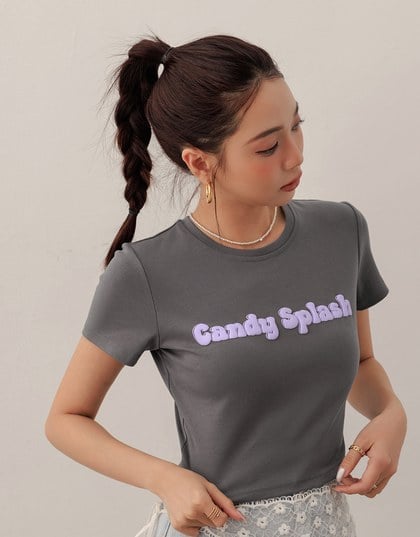Candy Splash Slogan Fitted Tee