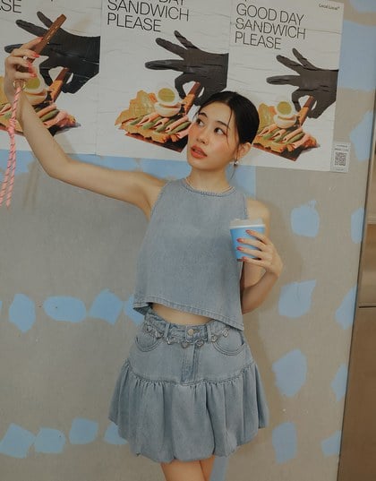 Washed Jeans Denim Sleeveless Cropped Vest Top