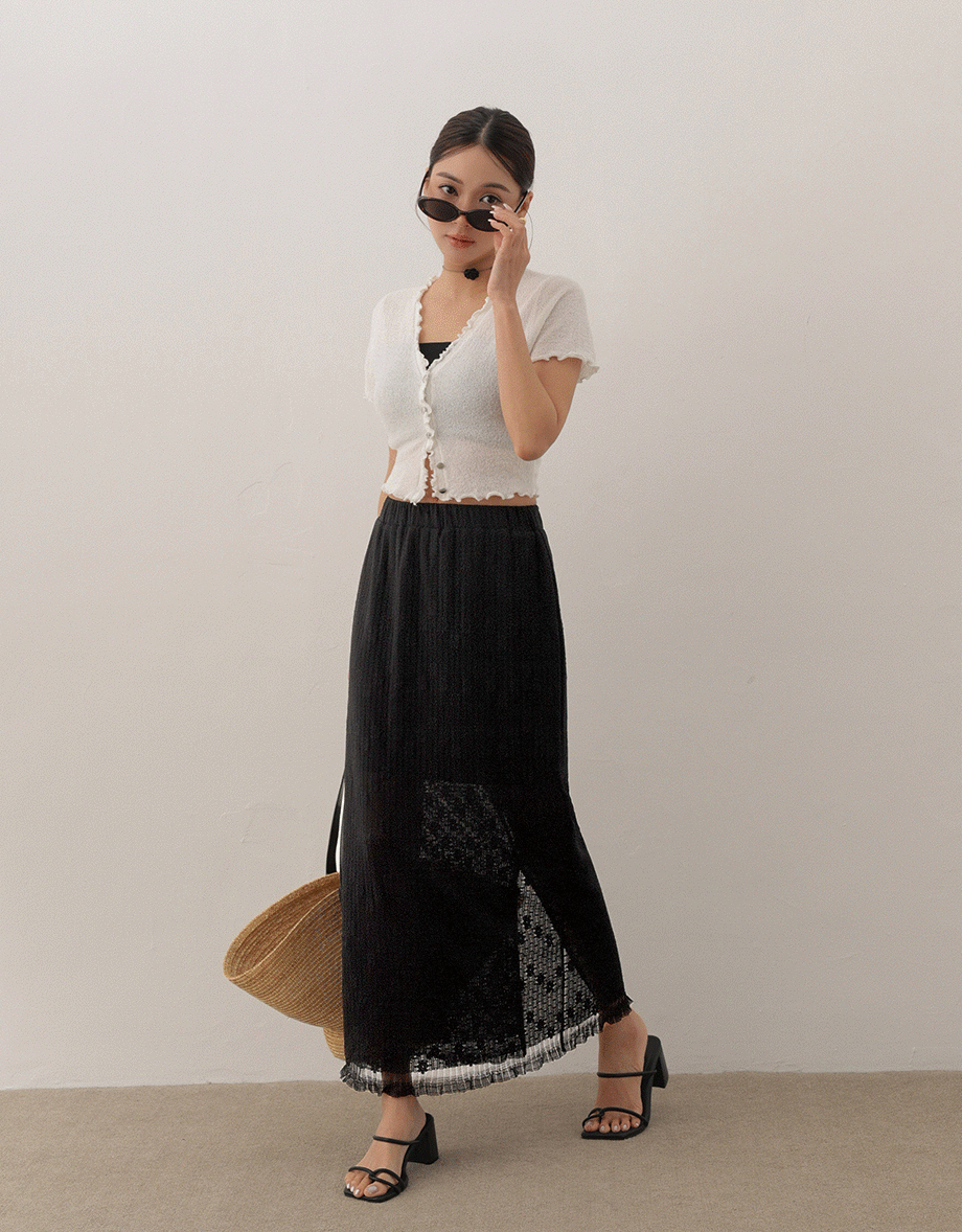 Crochet Inspired Sheer Knit Maxi Skirt