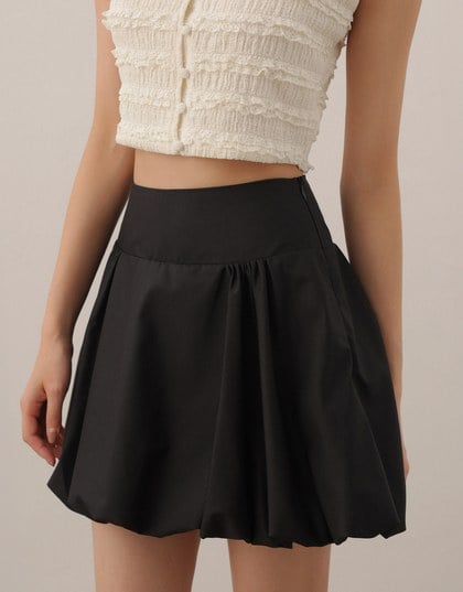 High Waist Bubble Silhouette Mini Skirt